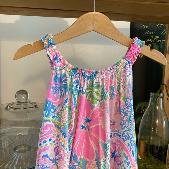 Lilly Pulitzer Colorful Flocks Full of Fun Floral Flamingo Print Loro Dress L - Picture 10 of 12